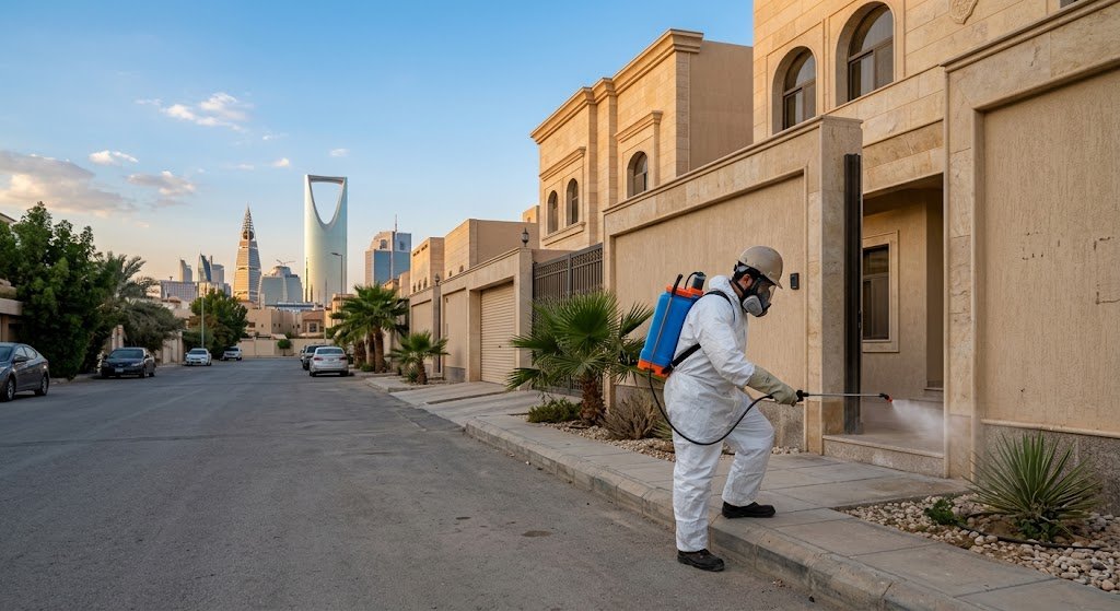 فريق عمل متخصص يرش مبيدات آمنة وفعالة داخل منزل في مدينة الرياض لضمان بيئة نظيفة وخالية من الآفات بأقل التكاليف أرخص شركة مكافحة حشرات بالرياض